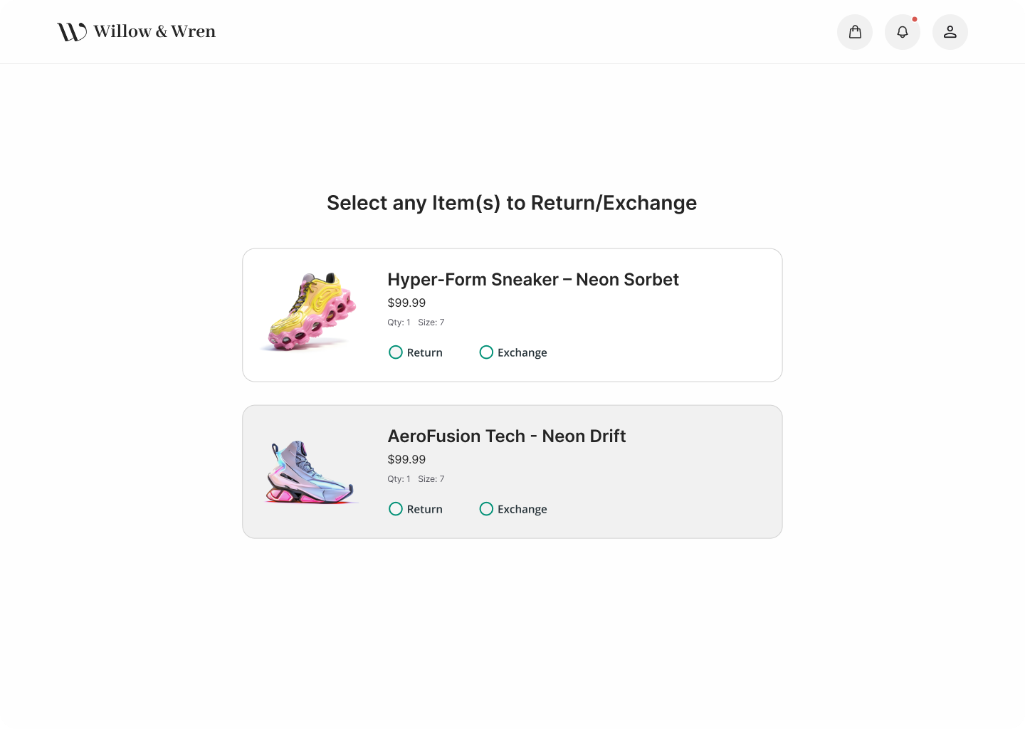 Returns and Exchange - Branded Portal