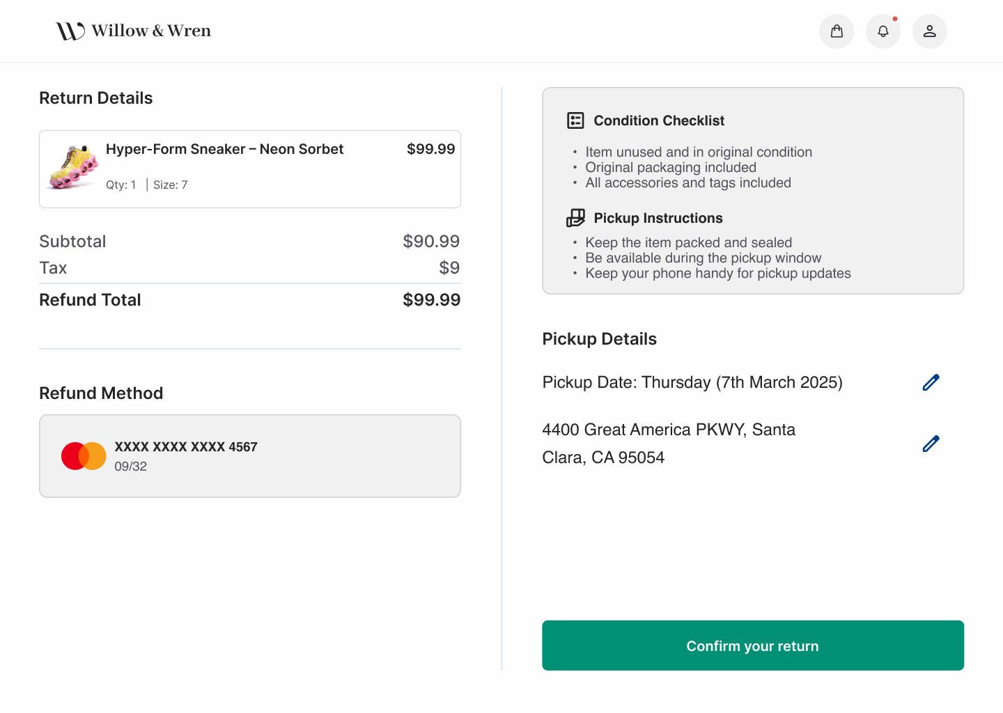 Submit return and exchange - 2X